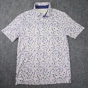 Snake Eyes Golf 19th Hole Drink Print Polo Shirt- White/Purple - Men's Medium